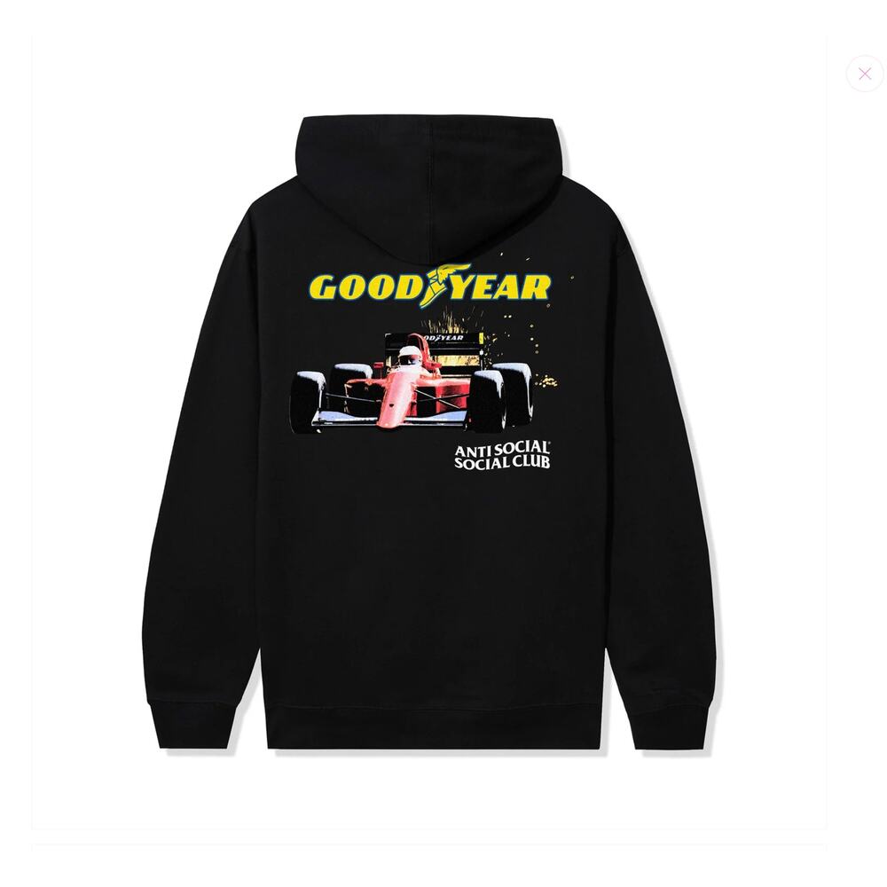 ASSC Anti Social Social Club Formula 1 good year black hoodie medium - NEW